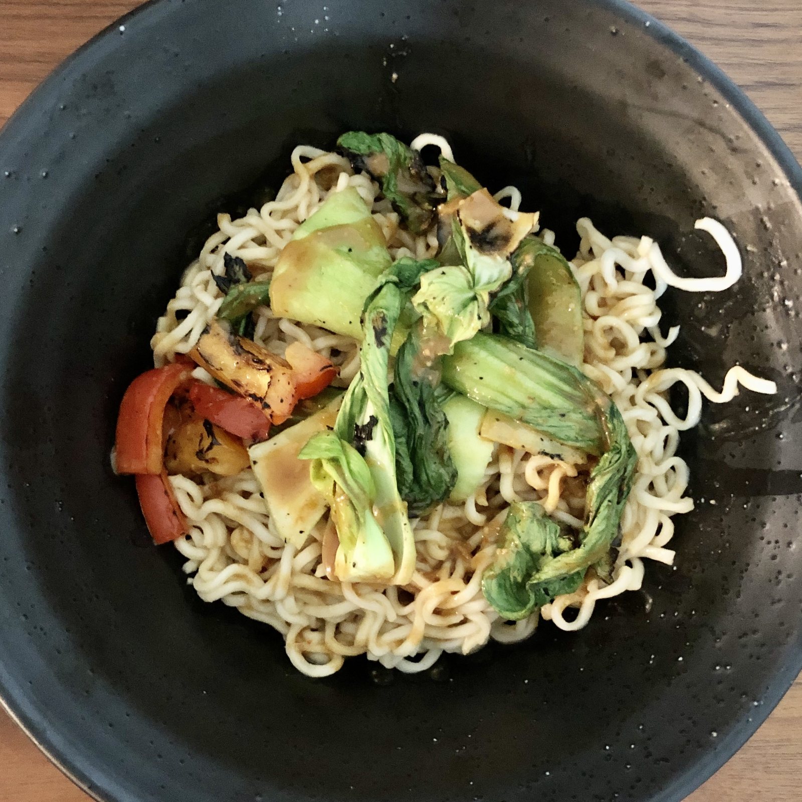 Homemade noodles with bok choy